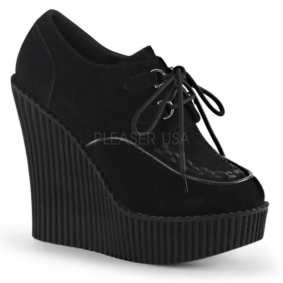 Shoes - Gothic Punk Suede Platform Wedge Creeper Shoes
